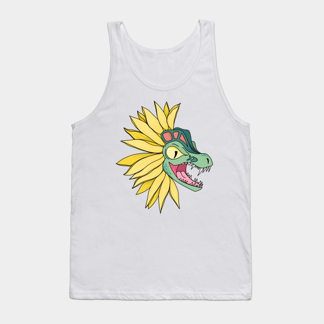 Sunflower Dinosaur Tank Top by Thenerdlady